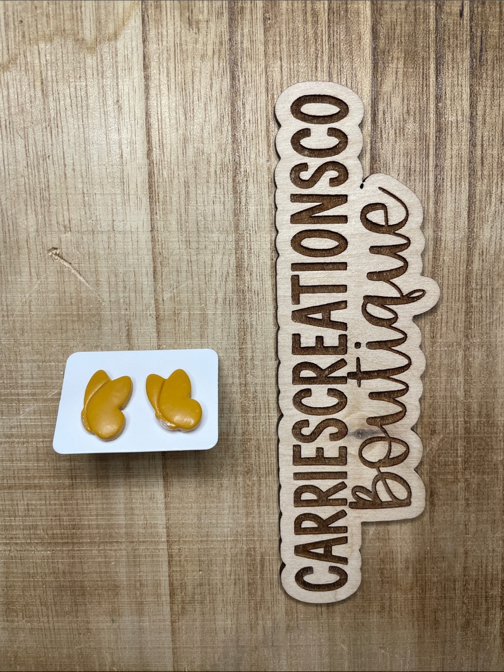 Mustard Yellow Butterfly Stud Earrings